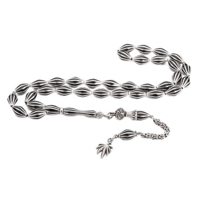 rosary made of Erzurum lignite stone with beads cut into slices of melon