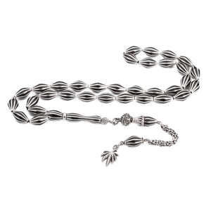 rosary made of Erzurum lignite stone with beads cut into slices of melon
