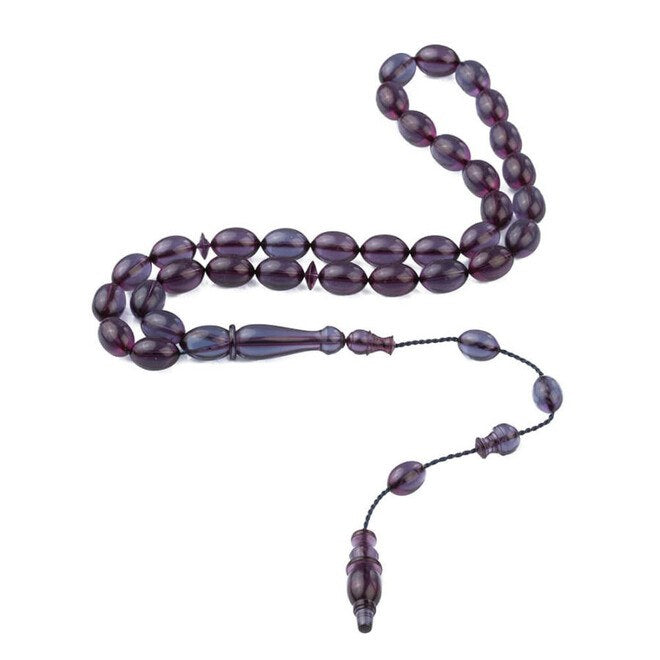 Violet rosary made of pressed amber with high precision and performance