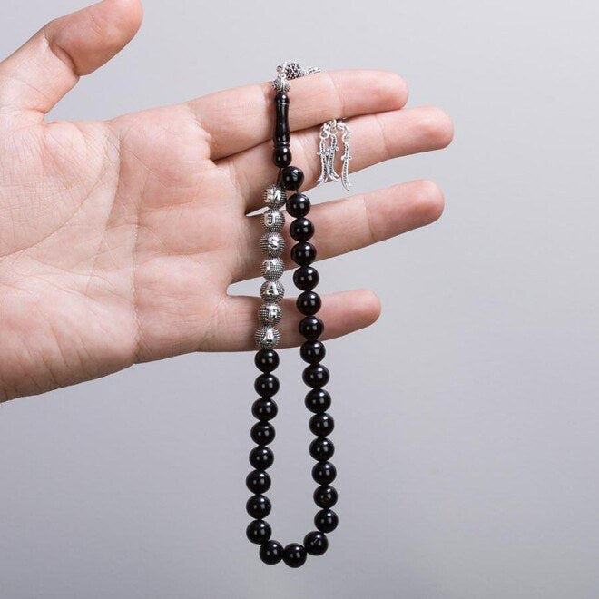Rosary made of lignite stone customizable with a specific name