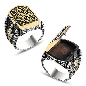 خاتم رجالي فضي مخصص مع جيب داخلي للصور