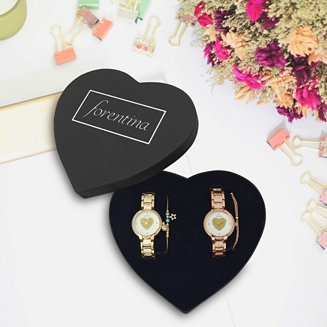 طقم هدايا نسائي سوار وساعة - تصميمين مختلفين