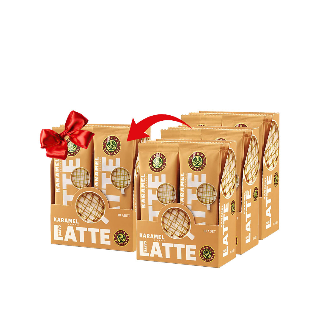 قهوة لاتيه بالكراميل الساخنة بنكهة 10 أظرف عرض 3+1