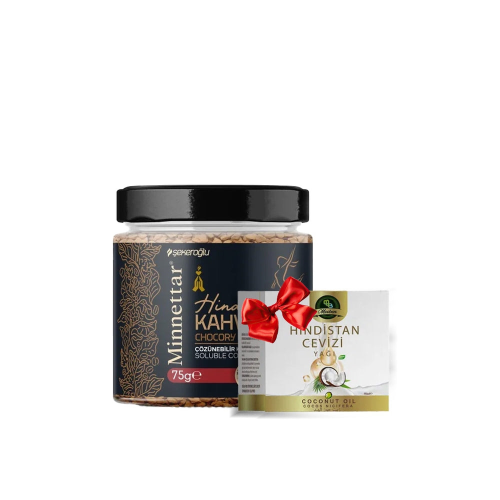 قهوة إزالة السموم بالهندباء من Minnettar – 30 حصة (75 جم) + هدية زيت جوز الهند