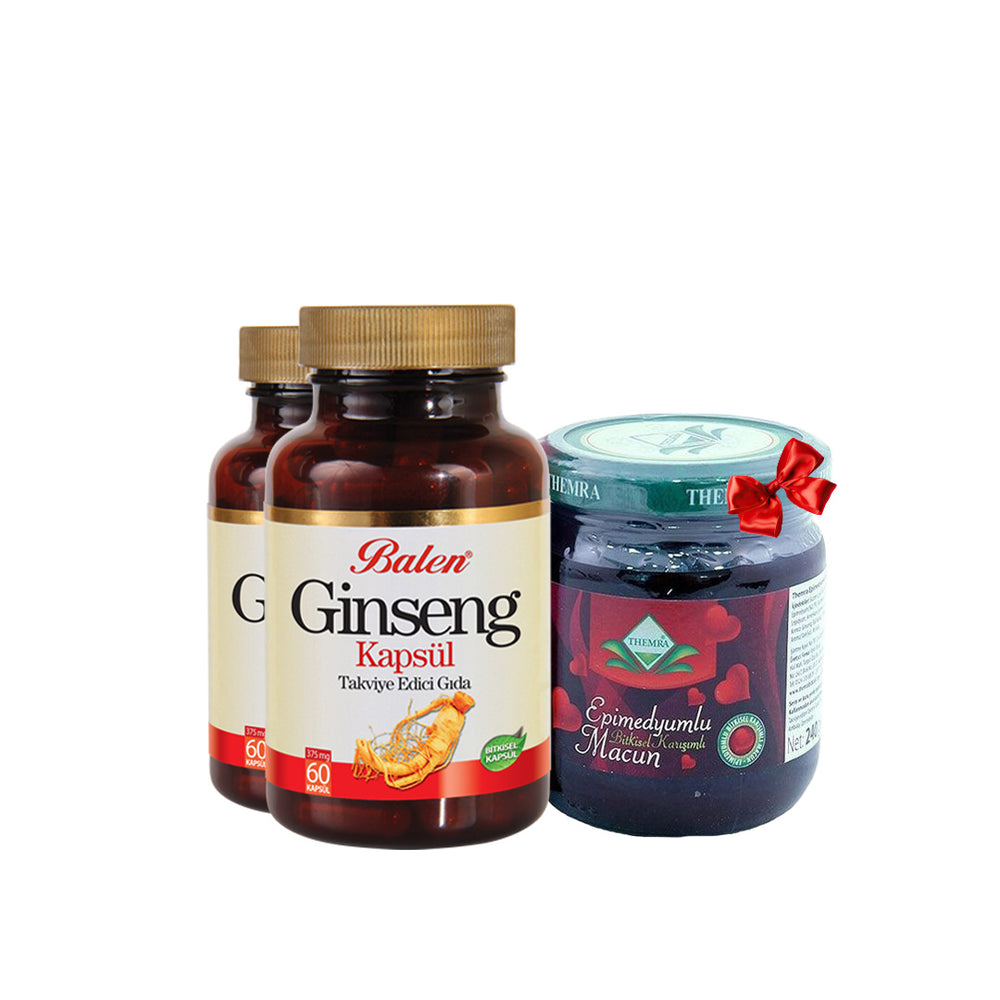 بالين الجنسنج الأحمر الكوري 60 كبسولة + عسل ثيمرا الإبيميديوم التركي 43 جم