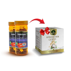 كبسولات زيت حبة البركة 500 ملغ من شفا هوم لعلاج الربو وتخفيف الوزن، قطعتان + هدية زيت جوز الهند