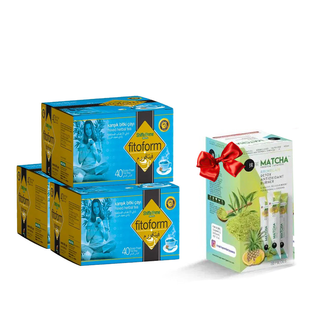 شاي أعشاب مشكل + هدية شاي الماتشا الياباني الفاخر مع البروميلين