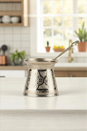 Cezpot Classic Cast Coffee Pot (Cezve) – Induction Compatible – Silver 170 ml