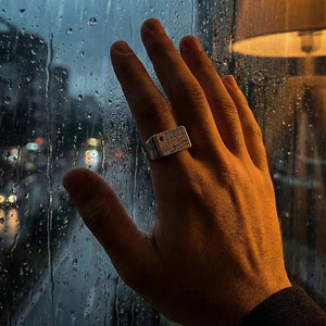 خاتم فضة عيار 925 بخط حسبية الله