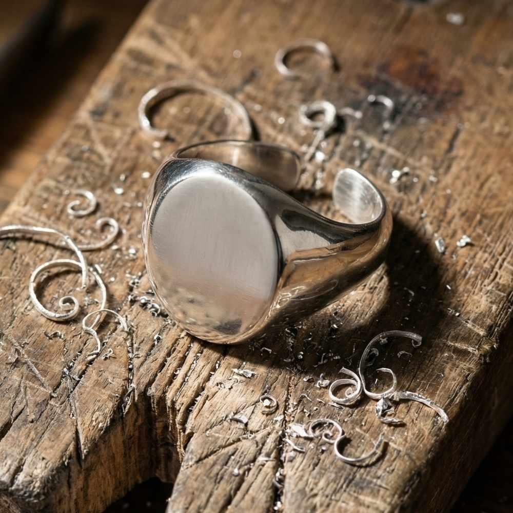 خاتم فضة دائري مفتوح من الخلف مخصص