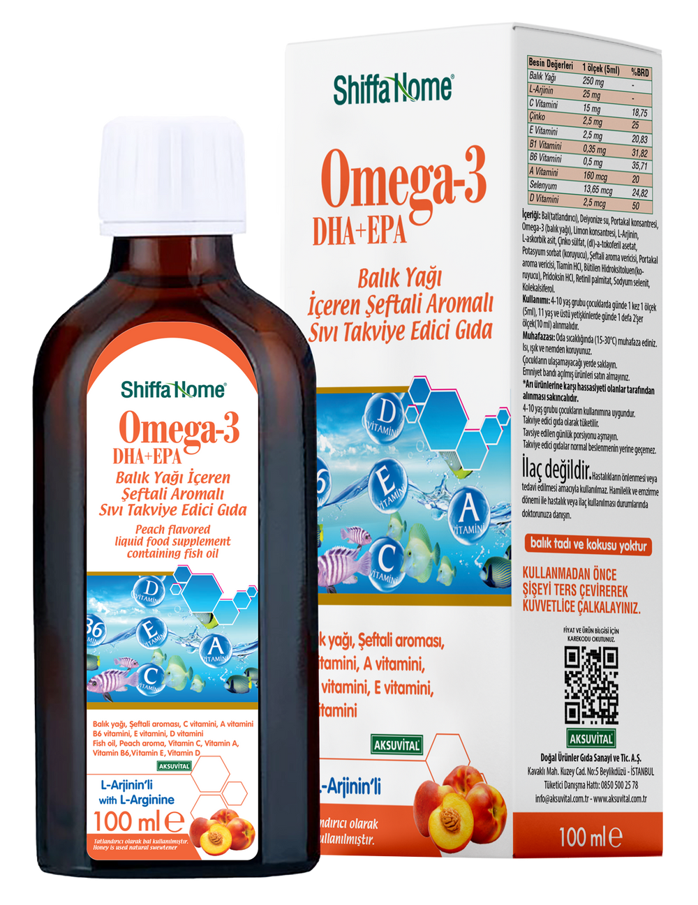 Omega-3 EPA+DHA Fish Oil Peach Flavored