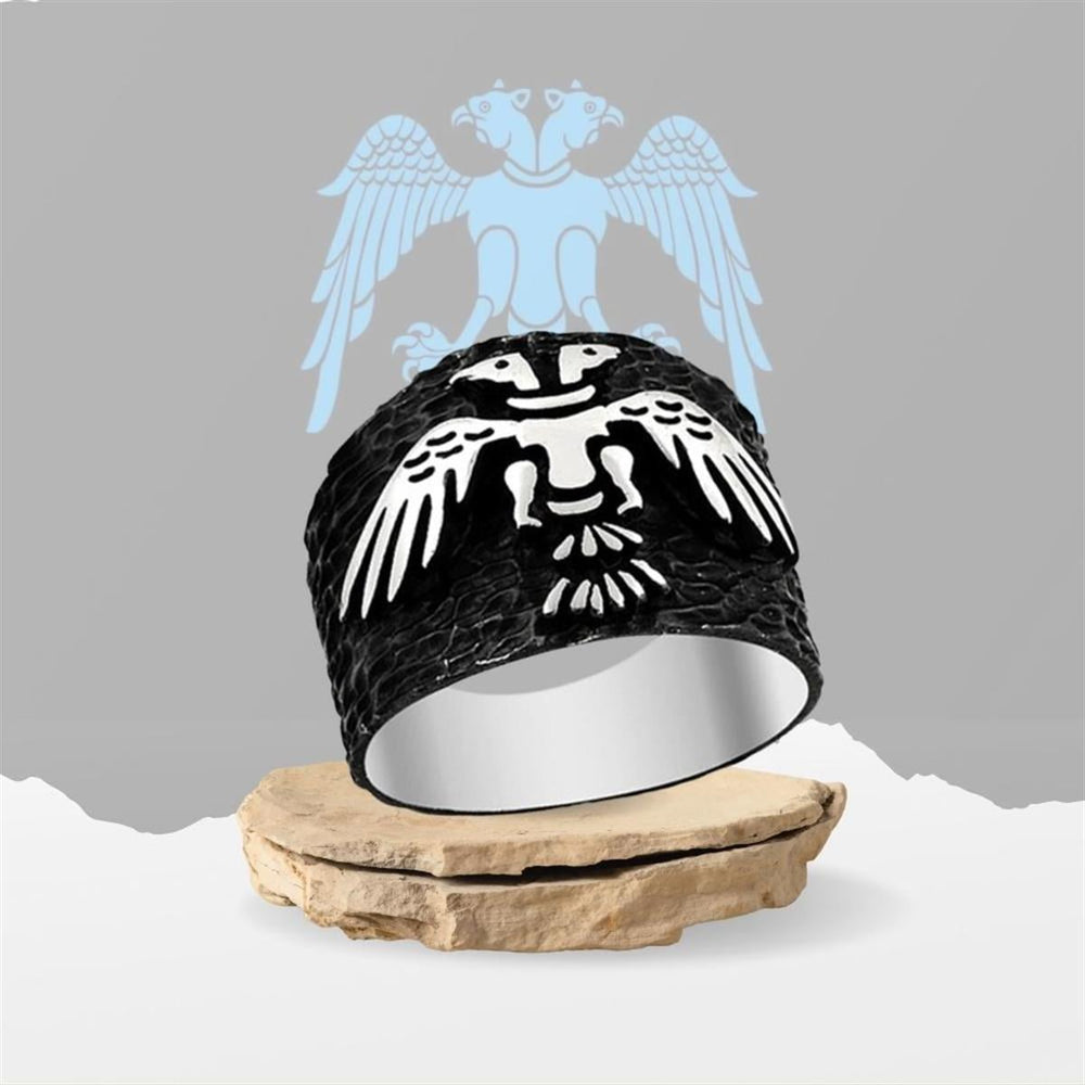 خاتم رجالي فضة شعار دولة السلاجقة خلفية سوداء خاصة