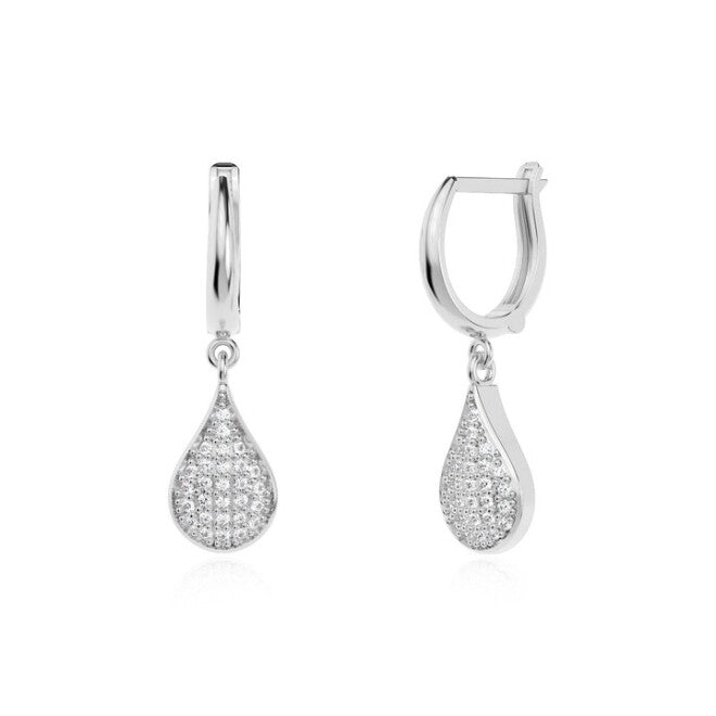 أقراط فضة بتصميم قطرة الماء