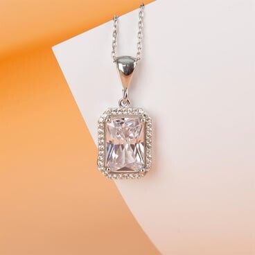 قلادة نسائية من الفضة الإسترليني عيار 925 مرصعة بحجر الزركون والروديوم