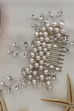 925 Sterling Silver Natural Pearl Hair Brooch