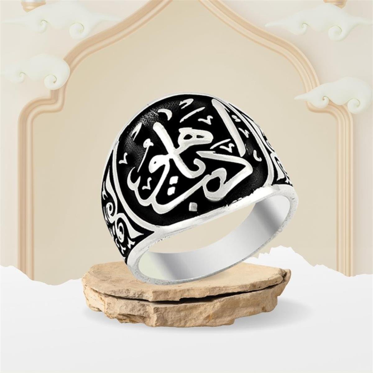 خاتم رجالي فضة بنقش 