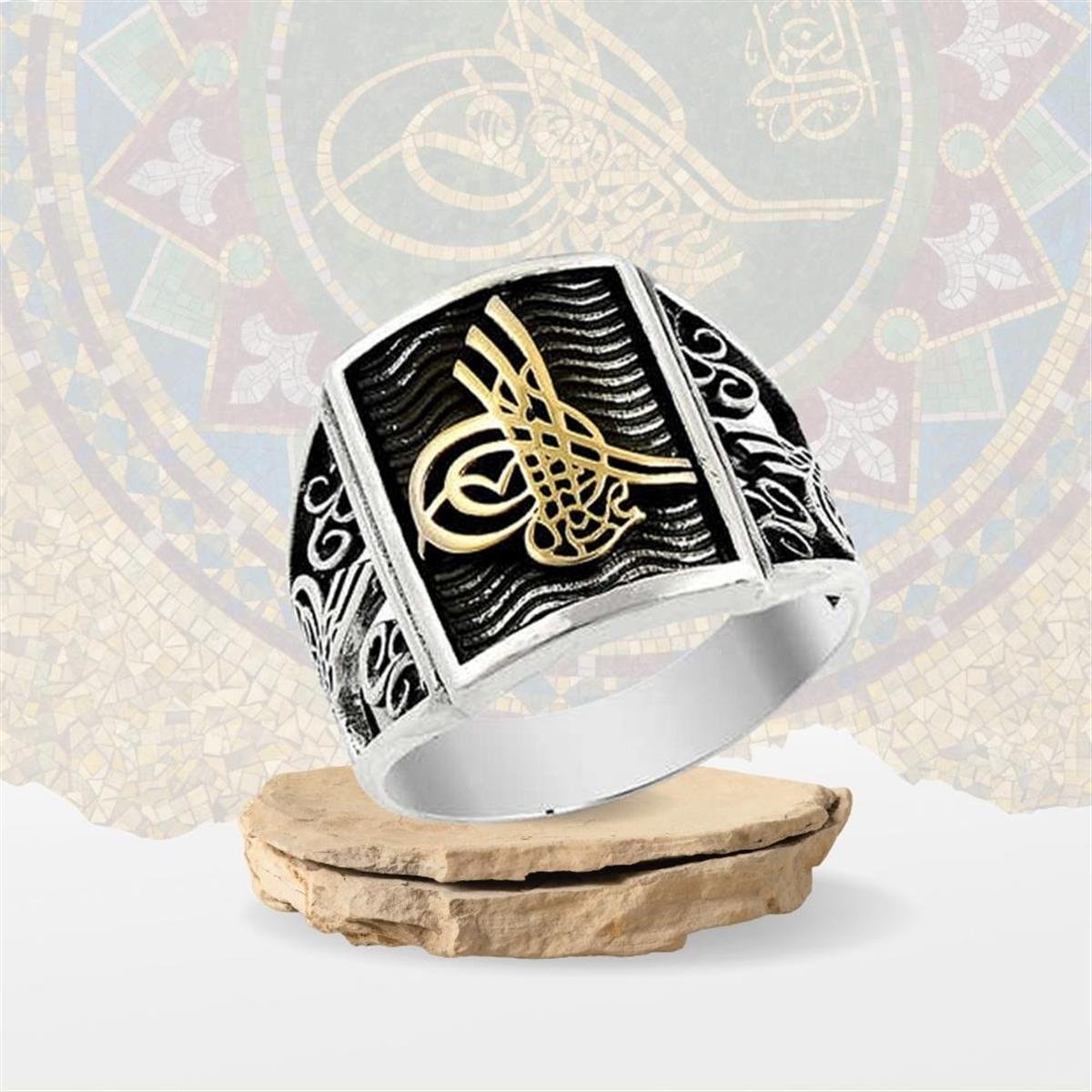 خاتم رجالي فضة موديل طغراء