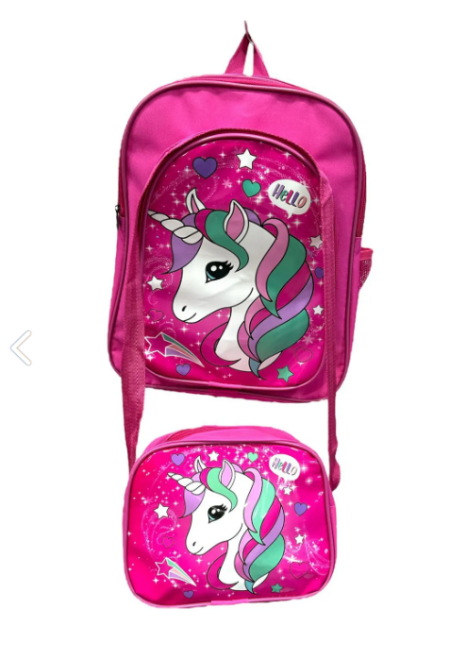 Chantaky Unicorn Printed Children's School Backpack with Lunch Bag - 1