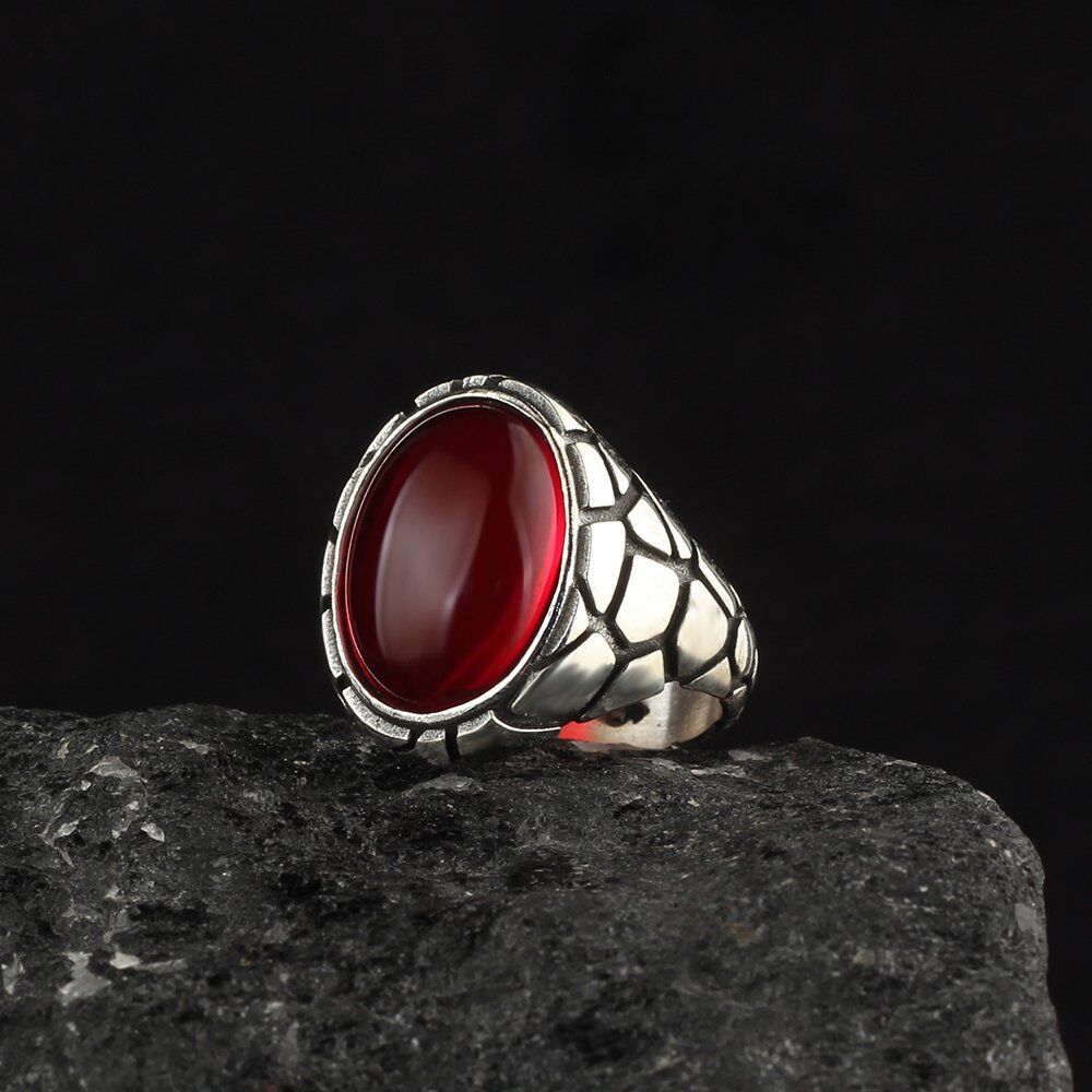 Classy men's silver ring with tiger's eye gemstone - 3