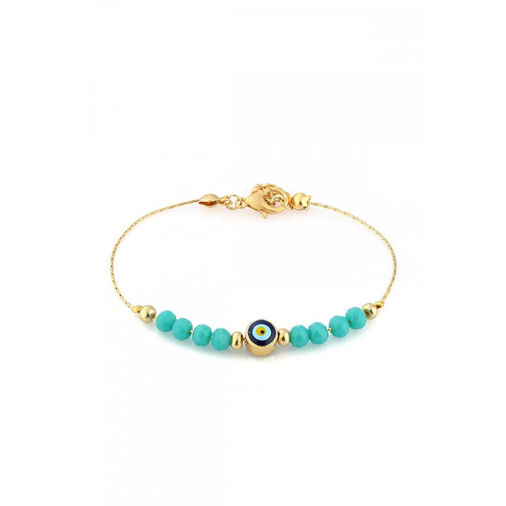 Classy women's bracelet with blue beads - 1