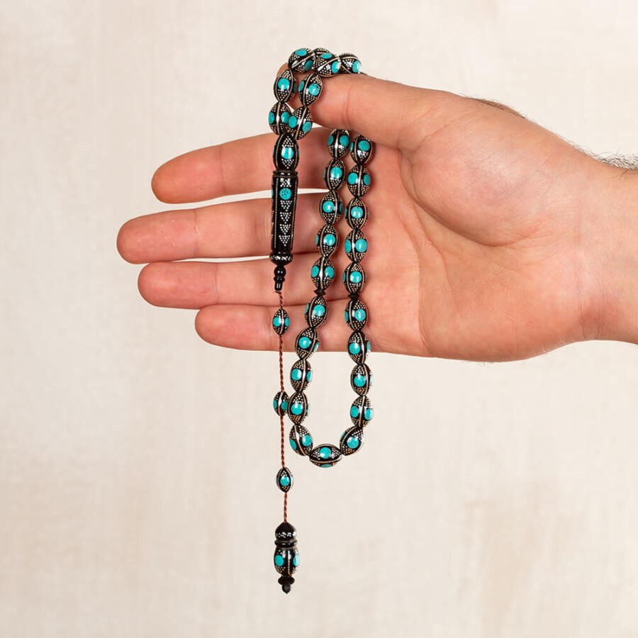 Coca rosary engraved with turquoise stone and silver - 2