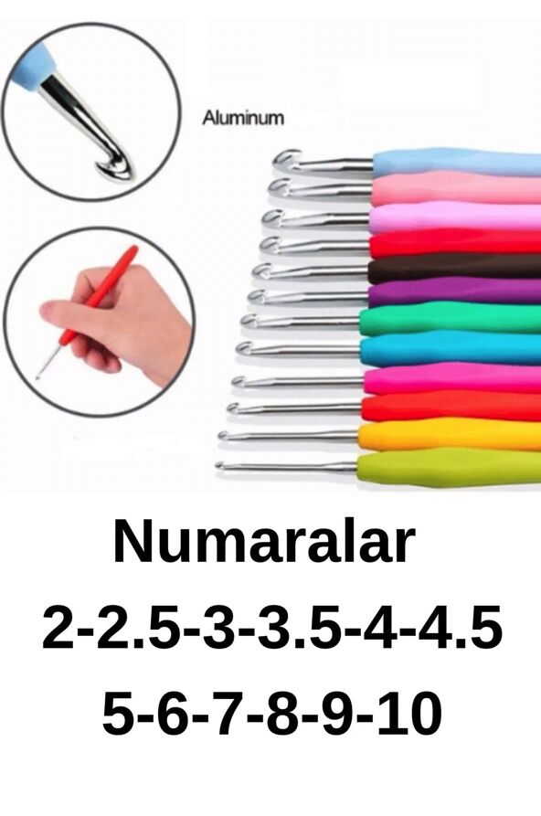 Crochet hook with silicone handle - 12 Pcs - 2