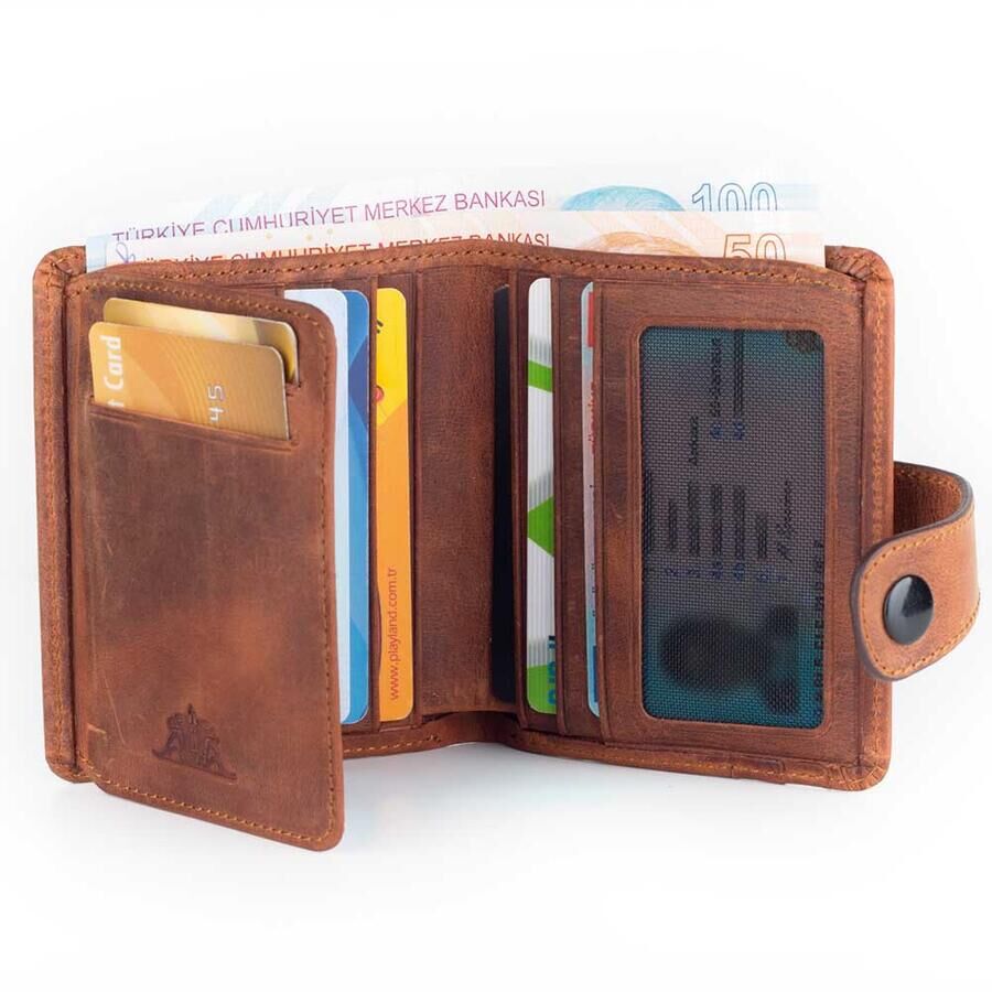 Customizable Classic Leather Men Wallet - Brown - 3