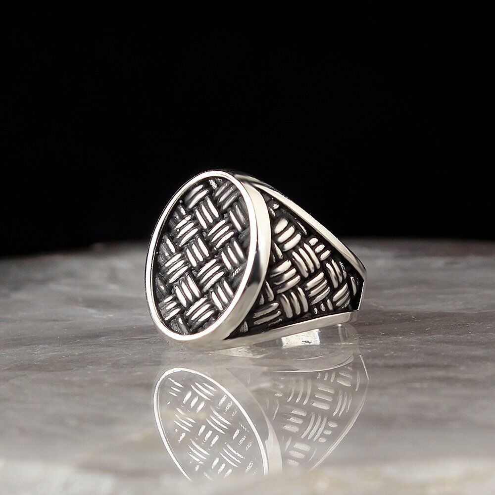  Decorated Men's Silver Ring - 2