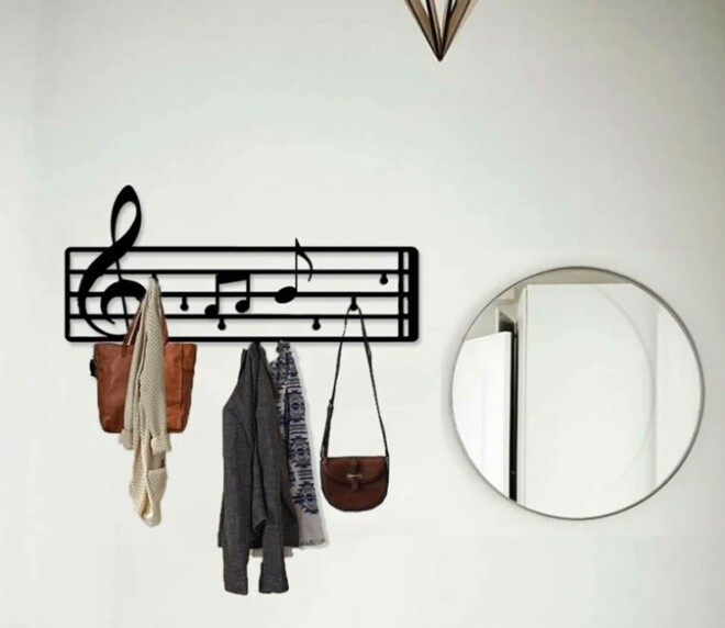 Decorative metal wall hanger - musical keys - 1