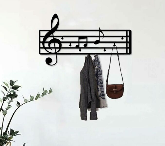 Decorative metal wall hanger - musical keys - 2