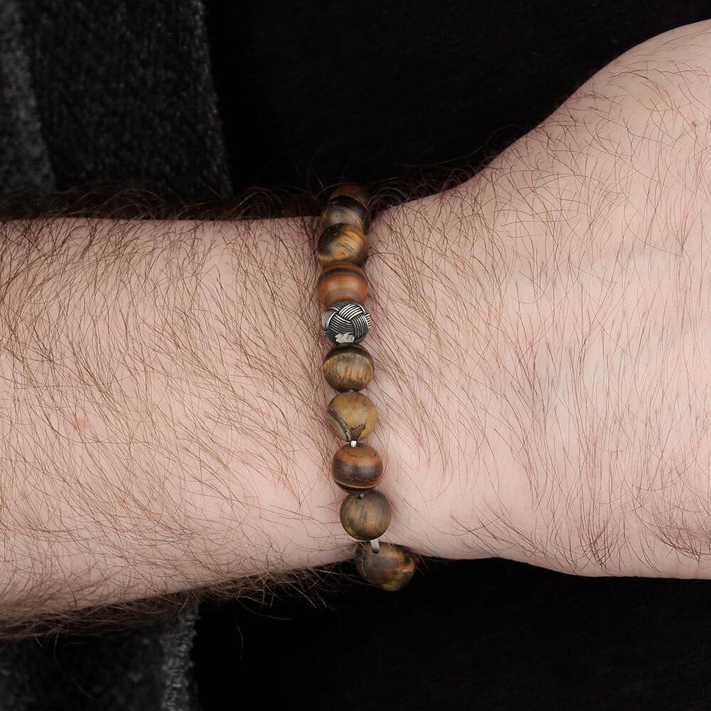 Distinctive men's bracelet with tiger eye stone - 2