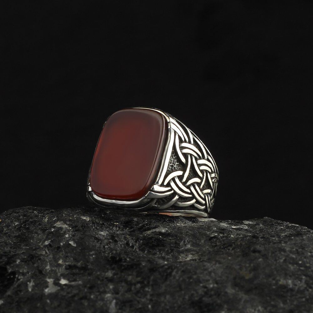 Distinctive men silver ring with agate gemstone - 2