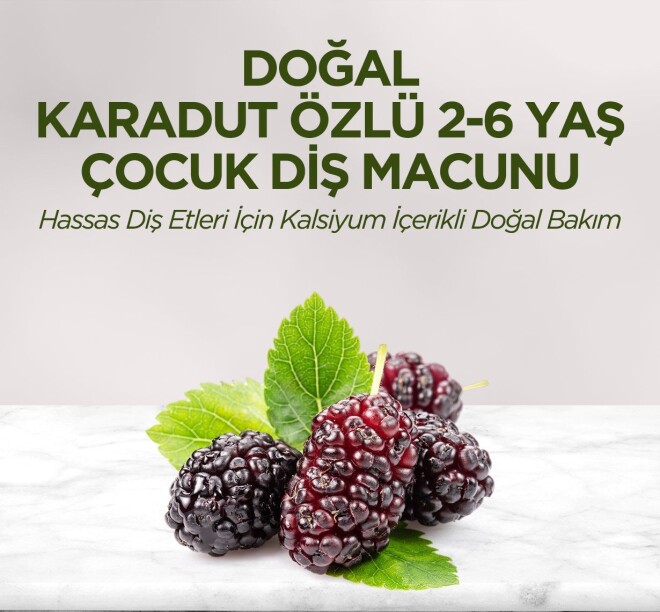 Doğal Karadut Özlü 2-6 Yaş Çocuk Diş Macunu 60 ml - 3