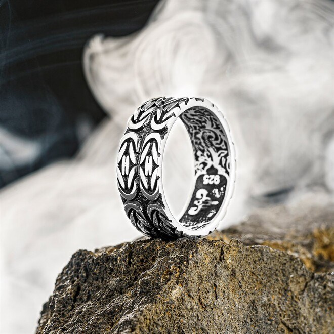 Double silver men's ring