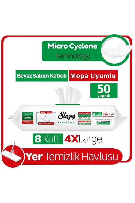 Easy Clean Beyaz Sabun Katkılı Mopa Uyumlu Yer Temizlik Havlusu 50 Yaprak - 1