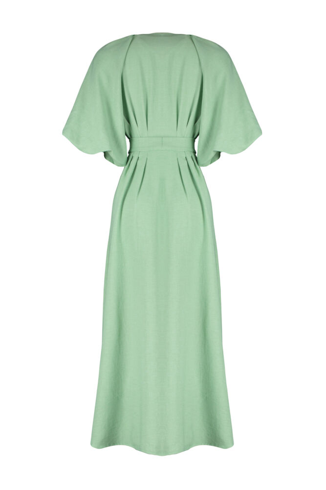 Elegant dress with puff sleeves - light green - 6