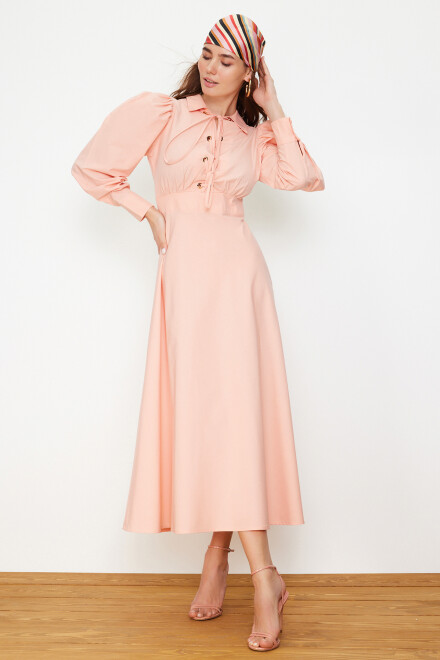 Elegant pink cotton dress - 1