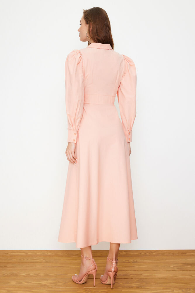 Elegant pink cotton dress - 4