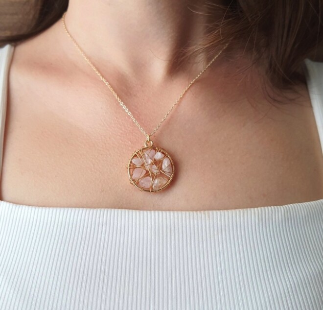 Elegant rose quartz necklace - 3