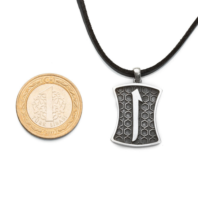 Elif Patterned Silver Men's Necklace - 2