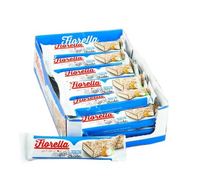 Fiorella coconut wafer covered with chocolate 26 grams - 24 pieces - 1