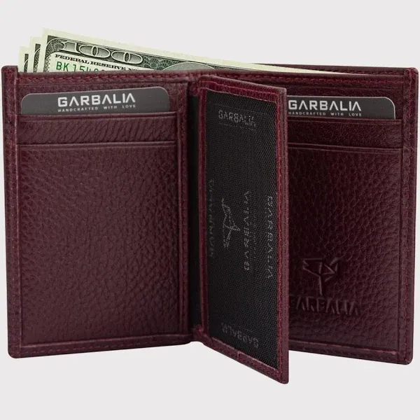 Garbalia Franklin Genuine Leather RFID Blocking Vertical Slim Design Men's Wallet - Guti Burgundy - 3