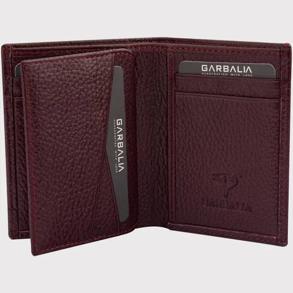 Garbalia Franklin Genuine Leather RFID Blocking Vertical Slim Design Men's Wallet - Guti Burgundy - 4