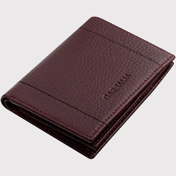 Garbalia Franklin Genuine Leather RFID Blocking Vertical Slim Design Men's Wallet - Guti Burgundy - 2