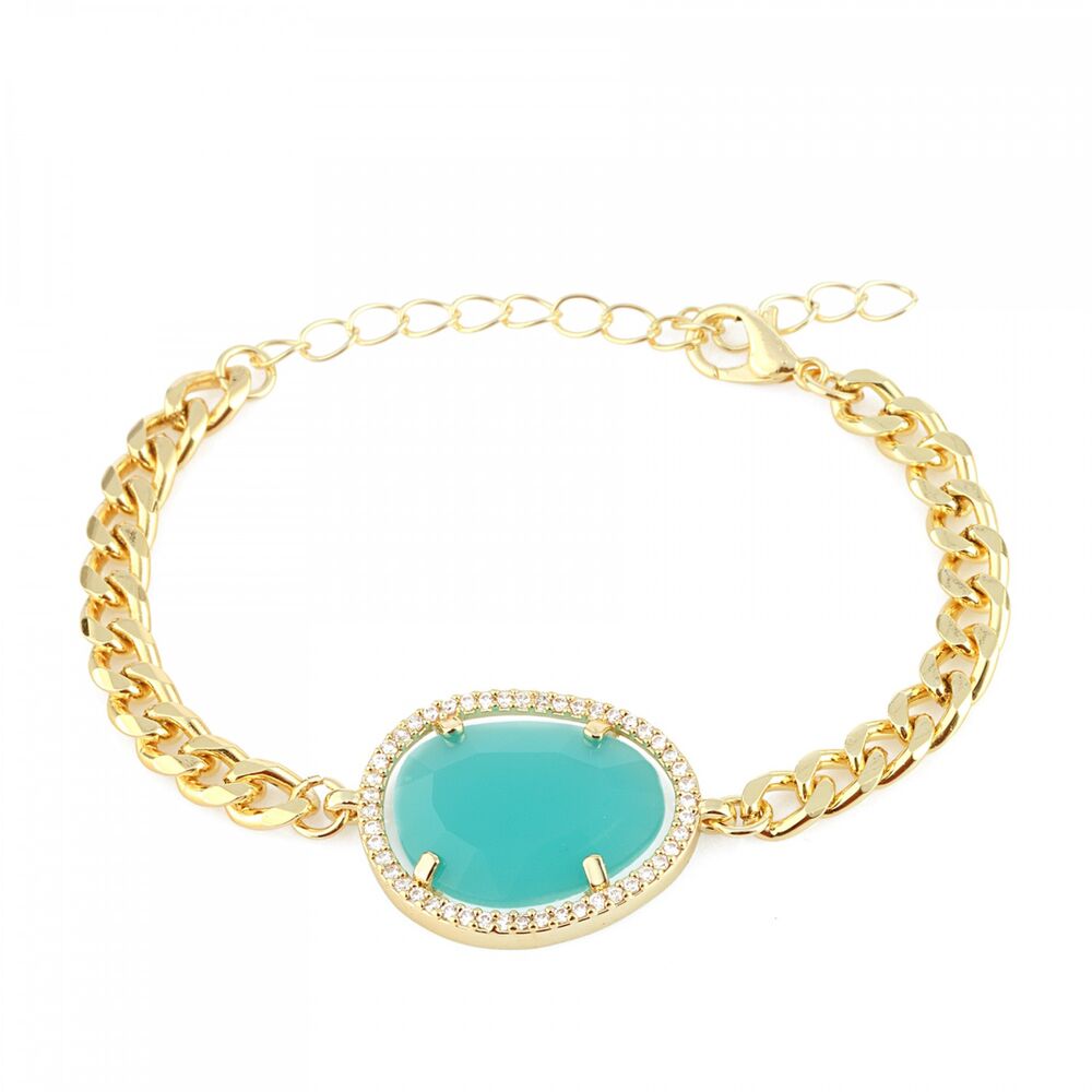 Gold-plated women's bracelet with a stone - 1