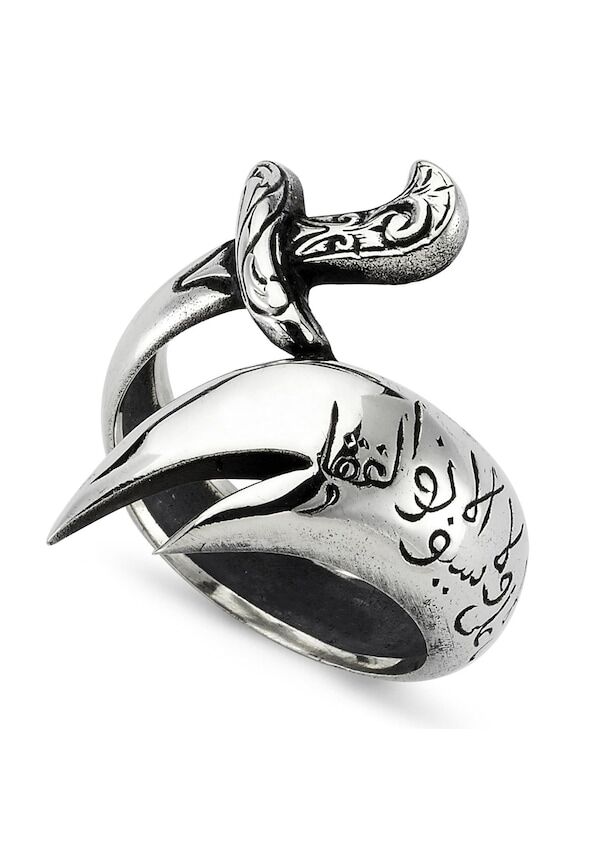 Silver Men's Ring shaped with Zulfiqar Sword - 1