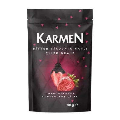 Karmen Bitter Çikolatalı Çilek Draje 80 gr- 6 adet - 1