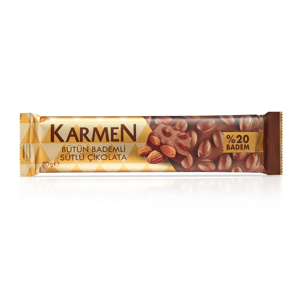 Karmen Bütün %20 Badem Sütlü Çikolata 80 Gr - 1