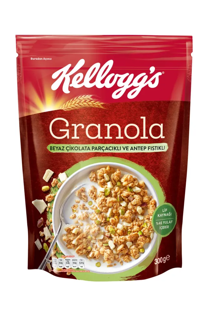 Kellogg's Beyaz Çikolata Parçacıklı&antep Fıstıklı Granola 300gr,%46 Yulaf Içerir,lif Kaynağı - 1