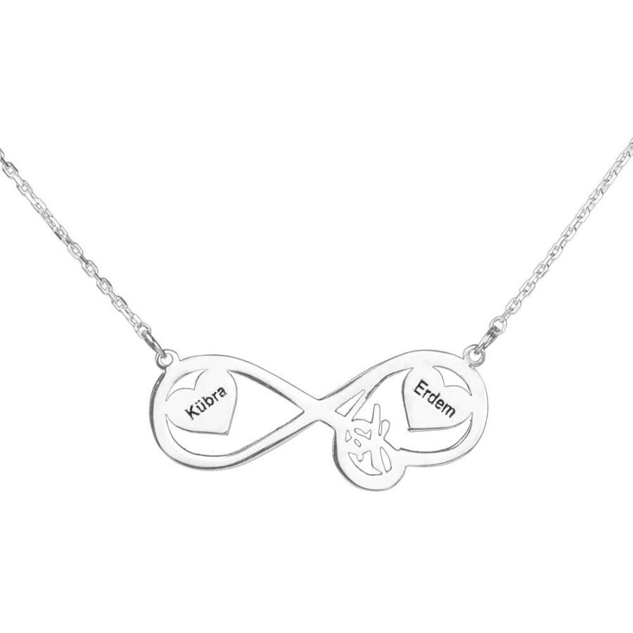 Ladies' silver necklace with infinity symbol design is customizable - 1